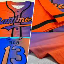 Load image into Gallery viewer, Custom Purple Orange-Black Authentic Gradient Fashion Baseball Jersey