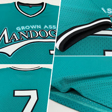 Load image into Gallery viewer, Custom Teal White-Black Authentic Throwback Baseball Jersey