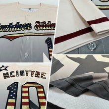 Load image into Gallery viewer, Custom Cream Vintage USA Flag-Black 3D Pattern Design Gradient Style Twinkle Star Authentic Baseball Jersey