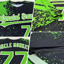 Load image into Gallery viewer, Custom Aurora Green Black-White 3D Pattern Design Abstract Brush Stroke Authentic Baseball Jersey