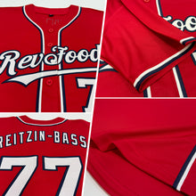 Load image into Gallery viewer, Custom Red White-Navy Authentic Baseball Jersey