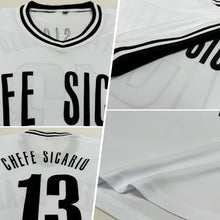 Load image into Gallery viewer, Custom White Black Authentic Throwback Rib-Knit Baseball Jersey Shirt