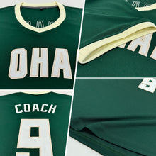 Load image into Gallery viewer, Custom Green White-Cream Authentic Throwback Rib-Knit Baseball Jersey Shirt