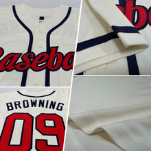 Load image into Gallery viewer, Custom Cream Red-Navy Authentic Baseball Jersey