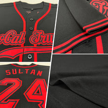 Load image into Gallery viewer, Custom Black Red Authentic Baseball Jersey