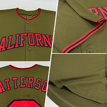 Load image into Gallery viewer, Custom Olive Red-Black Authentic Salute To Service Baseball Jersey