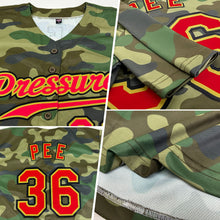 Load image into Gallery viewer, Custom Camo Red-Old Gold Authentic Salute To Service Baseball Jersey