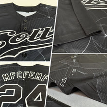 Load image into Gallery viewer, Custom Black Black-White 3D Pattern Design Geometry Authentic Baseball Jersey