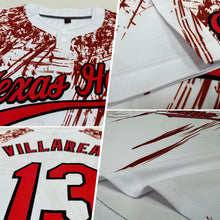 Load image into Gallery viewer, Custom White Red-Black 3D Pattern Two-Button Unisex Softball Jersey