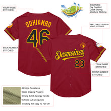 Load image into Gallery viewer, Custom Maroon Black-Gold Mesh Authentic Throwback Baseball Jersey