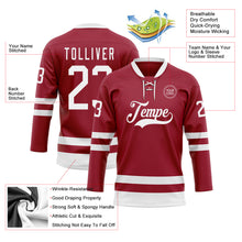 Load image into Gallery viewer, Custom Maroon White Hockey Lace Neck Jersey