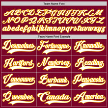 Load image into Gallery viewer, Custom Maroon White-Gold Hockey Lace Neck Jersey