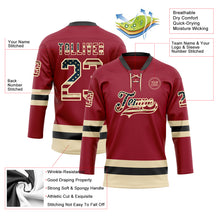 Load image into Gallery viewer, Custom Maroon Vintage USA Flag Cream-Black Hockey Lace Neck Jersey