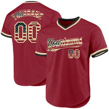 Load image into Gallery viewer, Custom Maroon Vintage USA Flag Cream-Black Authentic Throwback Baseball Jersey