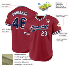 Load image into Gallery viewer, Custom Maroon Navy-White Authentic Throwback Baseball Jersey