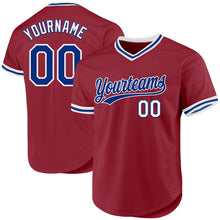 Load image into Gallery viewer, Custom Maroon Royal-White Authentic Throwback Baseball Jersey
