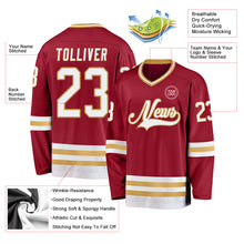 Load image into Gallery viewer, Custom Maroon White-Old Gold Hockey Jersey