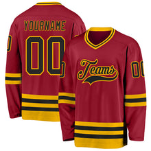 Load image into Gallery viewer, Custom Maroon Black-Gold Hockey Jersey