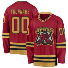 Load image into Gallery viewer, Custom Maroon Old Gold-Black Hockey Jersey