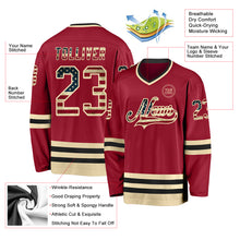 Load image into Gallery viewer, Custom Maroon Vintage USA Flag Cream-Black Hockey Jersey