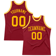 Load image into Gallery viewer, Custom Maroon Gold-White Authentic Throwback Basketball Jersey