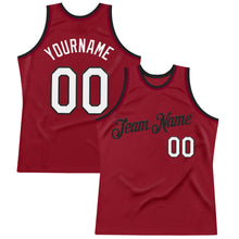 Load image into Gallery viewer, Custom Maroon White-Black Authentic Throwback Basketball Jersey