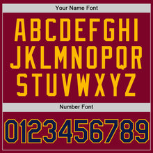 Load image into Gallery viewer, Custom Maroon Navy-Gold Authentic Throwback Basketball Jersey