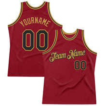 Load image into Gallery viewer, Custom Maroon Black-Old Gold Authentic Throwback Basketball Jersey