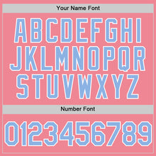 Load image into Gallery viewer, Custom Medium Pink Light Blue-White Authentic Baseball Jersey