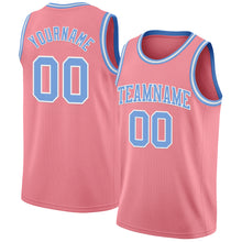 Load image into Gallery viewer, Custom Medium Pink Light Blue-White Authentic Basketball Jersey