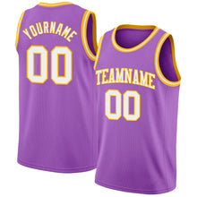 Load image into Gallery viewer, Custom Medium Purple White-Gold Authentic Basketball Jersey