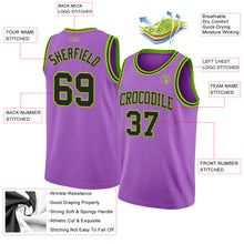 Load image into Gallery viewer, Custom Medium Purple Black-Neon Green Authentic Basketball Jersey