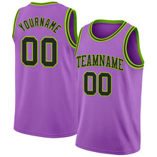 Load image into Gallery viewer, Custom Medium Purple Black-Neon Green Authentic Basketball Jersey