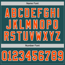Load image into Gallery viewer, Custom Midnight Green Orange-White Mesh Authentic Throwback Football Jersey