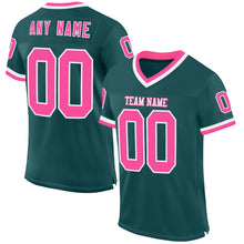 Load image into Gallery viewer, Custom Midnight Green Pink-White Mesh Authentic Throwback Football Jersey