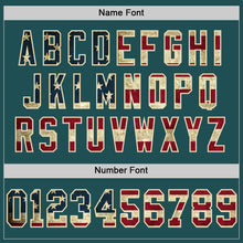 Load image into Gallery viewer, Custom Midnight Green Vintage USA Flag Cream-Red Mesh Authentic Throwback Football Jersey