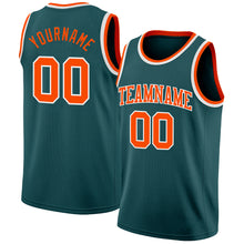 Load image into Gallery viewer, Custom Midnight Green Orange-White Authentic Basketball Jersey