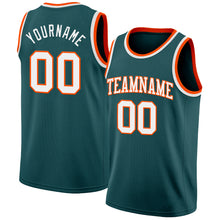 Load image into Gallery viewer, Custom Midnight Green White-Orange Authentic Basketball Jersey