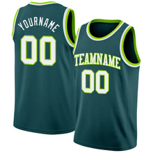 Load image into Gallery viewer, Custom Midnight Green White-Neon Green Authentic Basketball Jersey