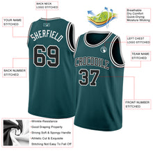 Load image into Gallery viewer, Custom Midnight Green Black-White Authentic Basketball Jersey