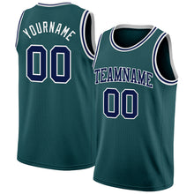Load image into Gallery viewer, Custom Midnight Green Navy-White Authentic Basketball Jersey