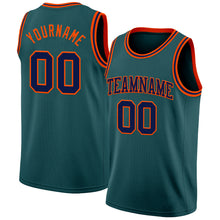 Load image into Gallery viewer, Custom Midnight Green Navy-Orange Authentic Basketball Jersey
