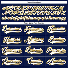 Load image into Gallery viewer, Custom Navy White-Old Gold Hockey Lace Neck Jersey