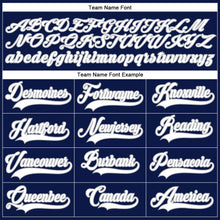 Load image into Gallery viewer, Custom Navy White-Gray Hockey Lace Neck Jersey