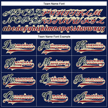 Load image into Gallery viewer, Custom Navy Vintage USA Flag Crimson-Cream Hockey Lace Neck Jersey