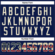 Load image into Gallery viewer, Custom Navy Vintage USA Flag Crimson-Cream Hockey Lace Neck Jersey