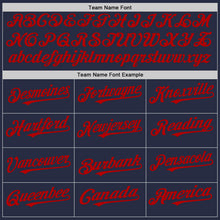 Load image into Gallery viewer, Custom Navy Red Mesh Authentic Throwback Baseball Jersey
