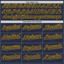 Load image into Gallery viewer, Custom Navy Gold Mesh Authentic Throwback Baseball Jersey