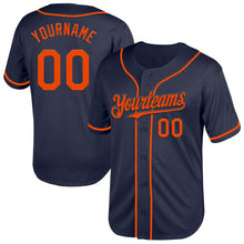 Load image into Gallery viewer, Custom Navy Orange Mesh Authentic Throwback Baseball Jersey