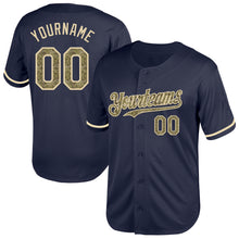 Load image into Gallery viewer, Custom Navy Camo-Cream Mesh Authentic Throwback Baseball Jersey